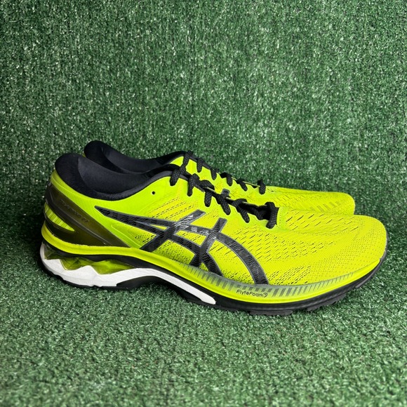 NEW ASICS Gel Kayano 27 FlyteFoam Running Athletic Sneakers Neon Yellow Men 12.5